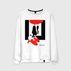 Свитшот хлопковый мужской Девушка в красной шляпе, цвет: белый