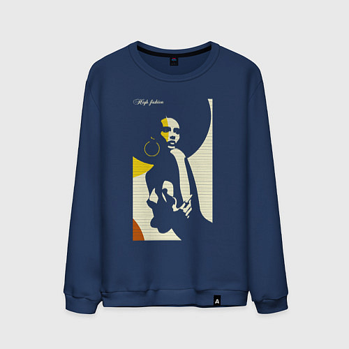 Мужской свитшот Девушка в круглой шляпе / Тёмно-синий – фото 1
