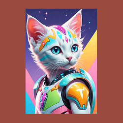 Свитшот хлопковый мужской Котик в стиле киберпанк, цвет: кирпичный — фото 2