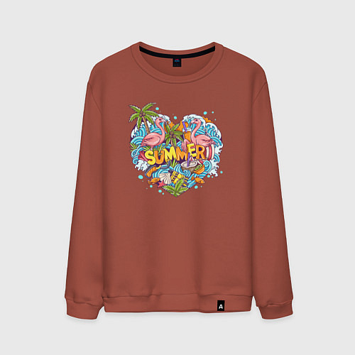 Мужской свитшот Яркое лето / Кирпичный – фото 1
