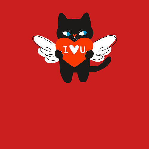 Мужской свитшот Ангельский котик / Красный – фото 3