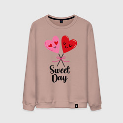 Свитшот хлопковый мужской Сладкий день, цвет: пыльно-розовый