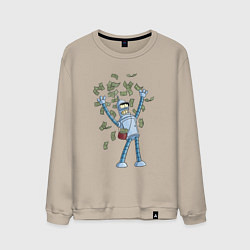 Свитшот хлопковый мужской Бендер с кучей денег: Футурама, цвет: миндальный