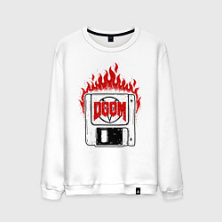 Свитшот хлопковый мужской Дискета с думом, цвет: белый