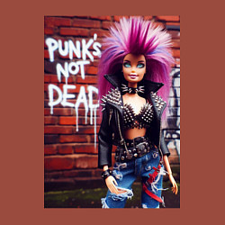 Свитшот хлопковый мужской Punks not dead - cool Barbie ai art, цвет: кирпичный — фото 2