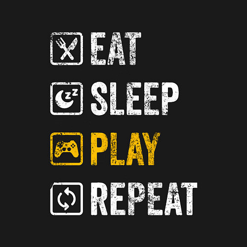 Мужской свитшот Eat - sleep - play - repeat / Черный – фото 3