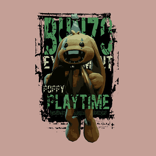 Мужской свитшот Кролик Бонзо из Poppy Playtime / Пыльно-розовый – фото 3