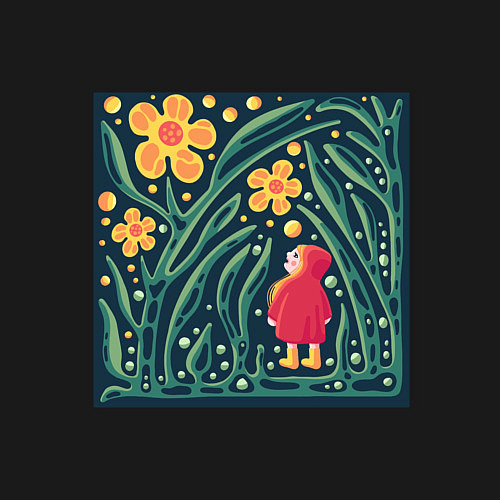 Мужской свитшот Девочка в волшебном саду / Черный – фото 3