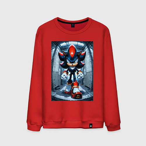 Мужской свитшот Ежик Шедоу сурово идёт / Красный – фото 1