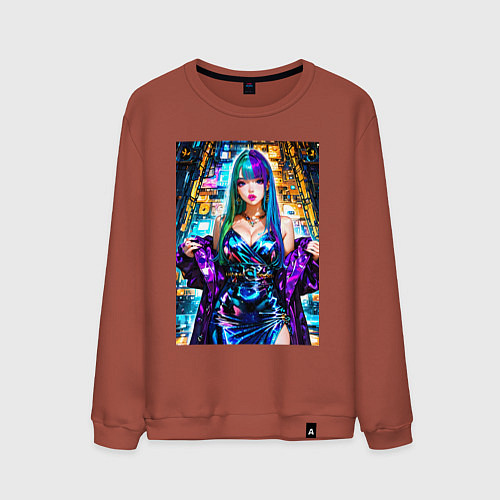 Мужской свитшот Девушка поп идол / Кирпичный – фото 1