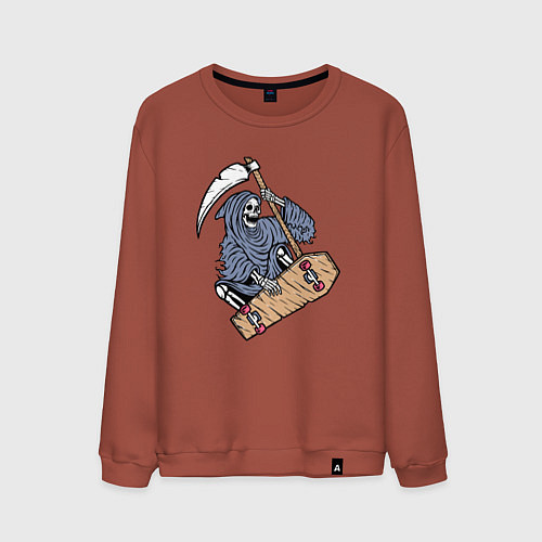 Мужской свитшот Смерть на скейте / Кирпичный – фото 1
