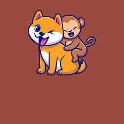 Свитшот хлопковый мужской Собачка и обезьянка, цвет: кирпичный — фото 2