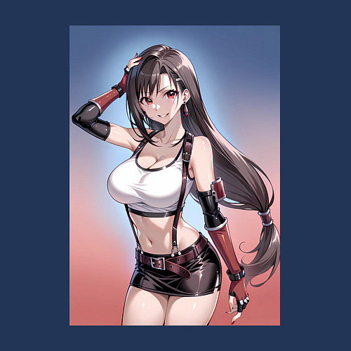 Мужской свитшот Тифа Локхарт из Final Fantasy VII / Тёмно-синий – фото 3