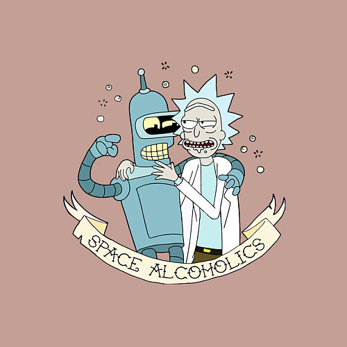 Мужской свитшот Bander and Rick - space alcoholics / Пыльно-розовый – фото 3