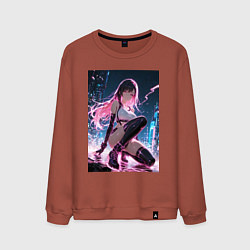 Свитшот хлопковый мужской Тифа Локхарт из Final Fantasy VII в стиле киберпан, цвет: кирпичный