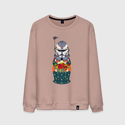 Свитшот хлопковый мужской Матрешка шлем штурмовика, цвет: пыльно-розовый