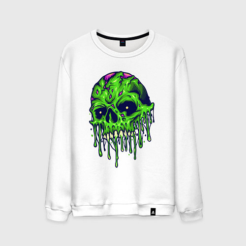 Мужской свитшот Green skull / Белый – фото 1