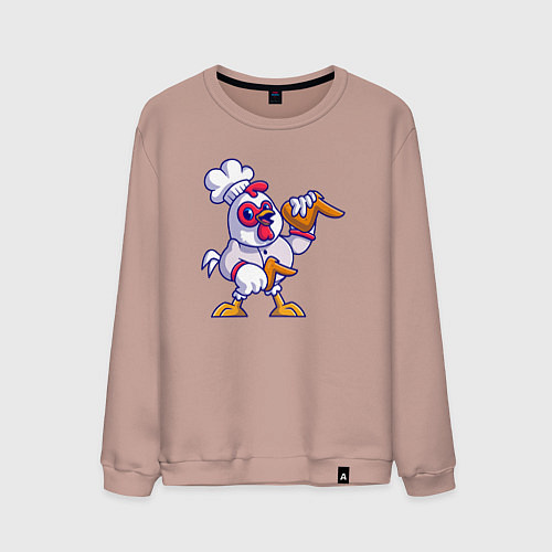 Мужской свитшот Петушок повар / Пыльно-розовый – фото 1