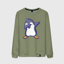 Свитшот хлопковый мужской Dab penguin, цвет: авокадо
