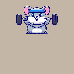 Свитшот хлопковый мужской Мышонок со штангой, цвет: миндальный — фото 2