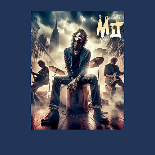 Мужской свитшот Rolling Stones - Mick Jagger / Тёмно-синий – фото 3