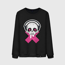 Свитшот хлопковый мужской Череп в наушниках, цвет: черный