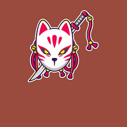 Свитшот хлопковый мужской Кошка самурай, цвет: кирпичный — фото 2