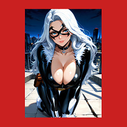 Свитшот хлопковый мужской Черная кошка на крыше небоскреба, цвет: красный — фото 2