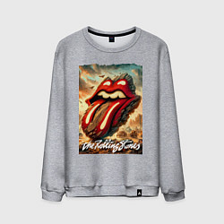 Свитшот хлопковый мужской Rolling Stones - logo transformation, цвет: меланж