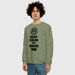 Свитшот хлопковый мужской Keep Calm & Drive VW, цвет: авокадо — фото 2