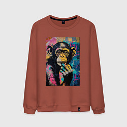 Свитшот хлопковый мужской Cute monkey, цвет: кирпичный
