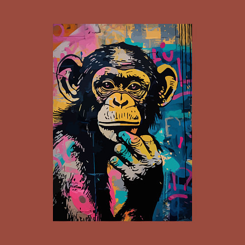 Мужской свитшот Cute monkey / Кирпичный – фото 3