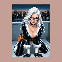 Свитшот хлопковый мужской Черная кошка на крыше небоскреба, цвет: пыльно-розовый — фото 2