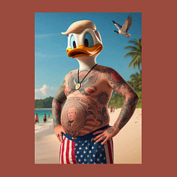 Свитшот хлопковый мужской Donald Duck-Trump on a Florida beach, цвет: кирпичный — фото 2