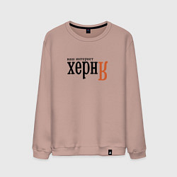 Свитшот хлопковый мужской Яндекс ваш интернет херня, цвет: пыльно-розовый