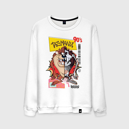 Мужской свитшот Taz mania - тасманский дьявол / Белый – фото 1