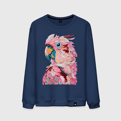 Мужской свитшот Розовый попугай / Тёмно-синий – фото 1