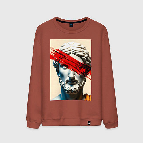 Мужской свитшот Штрих на античной статуе / Кирпичный – фото 1