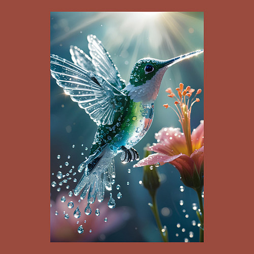 Мужской свитшот Колибри летает у цветка / Кирпичный – фото 3