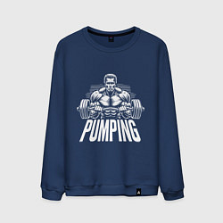 Свитшот хлопковый мужской Арнольд Шварценеггер - качалка, цвет: тёмно-синий