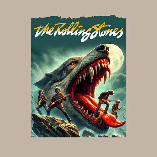 Мужской свитшот Rolling Stones - wolfs mouth / Миндальный – фото 3