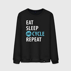 Свитшот хлопковый мужской Еда сон велик, цвет: черный