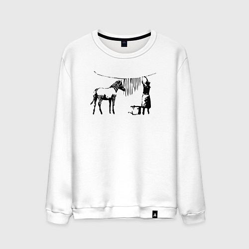 Мужской свитшот Banksy zebra / Белый – фото 1