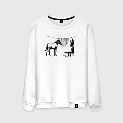 Свитшот хлопковый мужской Banksy zebra, цвет: белый