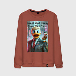 Свитшот хлопковый мужской Donald Duck Trump and James Duck Vance, цвет: кирпичный