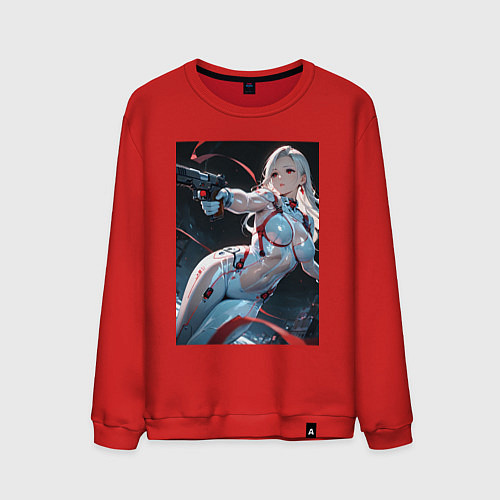 Мужской свитшот Девушка-наемница / Красный – фото 1