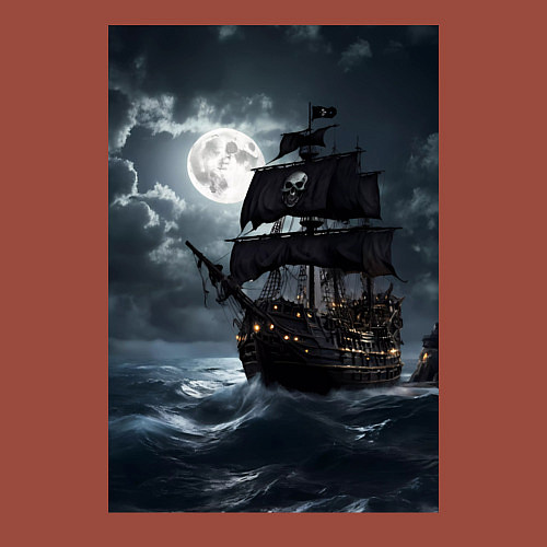 Мужской свитшот Пиратский корабль в шторм / Кирпичный – фото 3