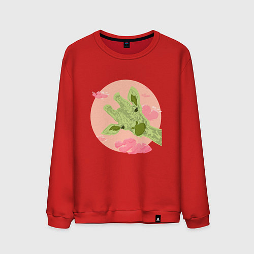 Мужской свитшот Жирафик и розовые облака / Красный – фото 1