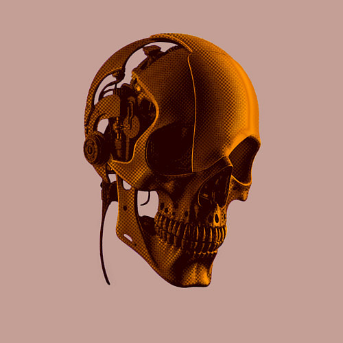 Мужской свитшот Оранжевый череп в тенях / Пыльно-розовый – фото 3