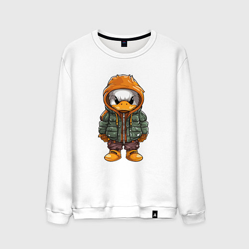 Мужской свитшот Утёнок в куртке с капюшоном / Белый – фото 1